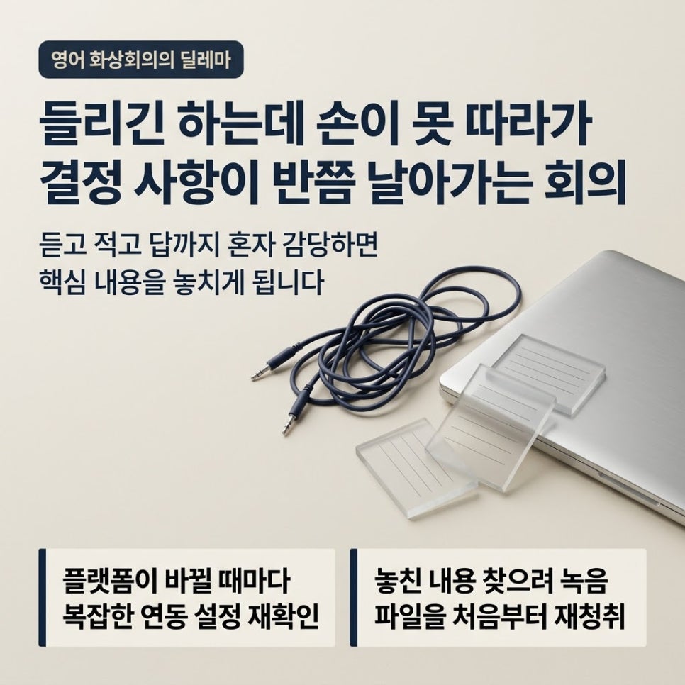 영어 화상회의에서 듣기·메모·대답을 동시에 하는 부담